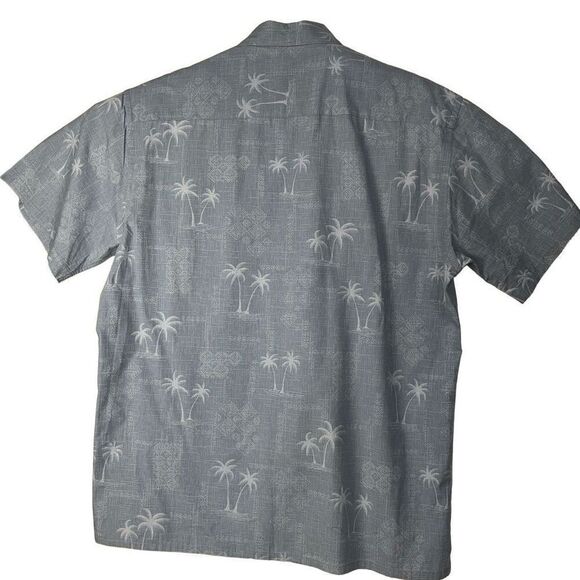 Moda campia moda short sleeve denim  button up shirts with palm trees size medi - Picture 4 of 10